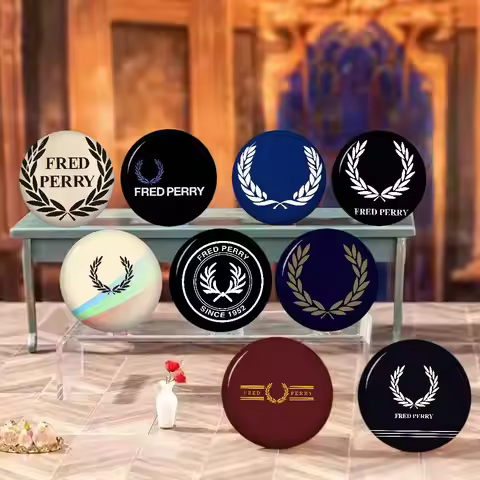 F-Fred P-Perry Retro Fashion Soft Button Pin Bright Printed Icon Gift For Friends Badge Collar Brooc