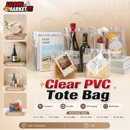 Transparent Luxury PVC Handbag Clear PVC Tote Bag with Secure Snap Button Closure Waterproof & Styli