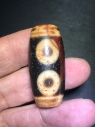 西藏老天珠 稀有紅玉髓五眼天珠 長39毫米直徑18毫米