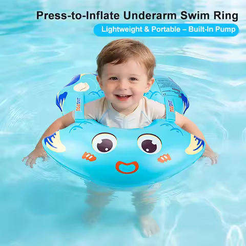 Swimbobo Kids Goldfish Underarm Ring, Portable One-Piece Press Inflatable, Anti-Roll Thickened Safet