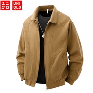 UNIQLO Bomber Jackets Men's Pure Cotton Casual Jacket Loose Breathable Vintage Jacket
