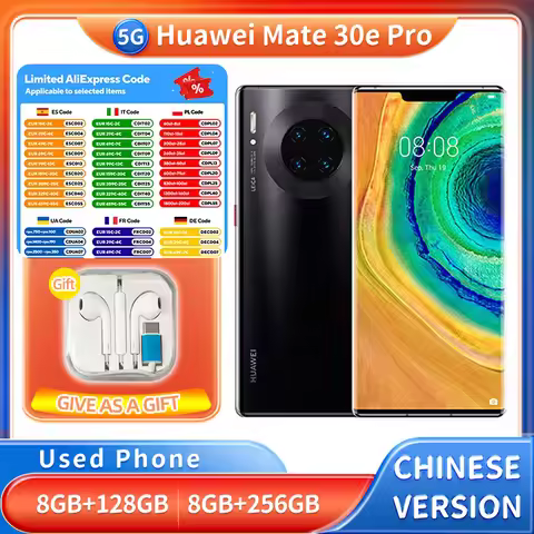 Huawei Mate 30E Pro 5g 128GB 256GB ROM SmartPhone 6.53in OLED 40MP Camera 4500mAh 40W Charging Used 