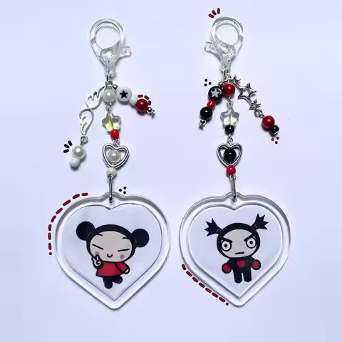 Handmade Pucca and Garu Keychains cute Aesthetic Accessories