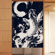 Japanese Style Japanese Style Japanese Style Door Curtain Kitchen Partition Half Curtain Wardrobe Bedroom Bathroom Cotton Linen Block Household Cloth Curtain Perforation-