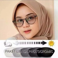 PAKET Lensa Bluechromic Drive Photochromic Blue Kacamata Wanita 2182