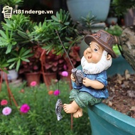 GE Fishing Gnome Sitter Funny UV Resistant Resin Decorative Outdoor Garden Lawn Gnome For Yard Lawn 