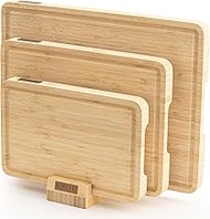 Wooden Chopping Board Set - 2.5 cm Thick with High Quality Oil Surface, Juice Groove, Non-Slip Feet 