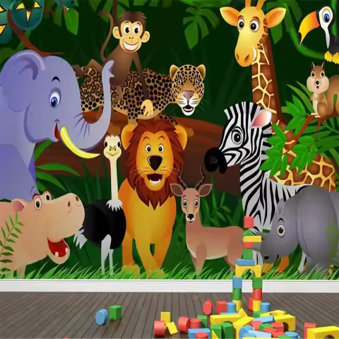 beibehang Mural Jungle Animals Wallpaper Mural 3D wallpaper for child bedroom 3d wall paper papel de