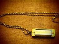 復古迷你小口琴長項鍊 銀 細珠鍊