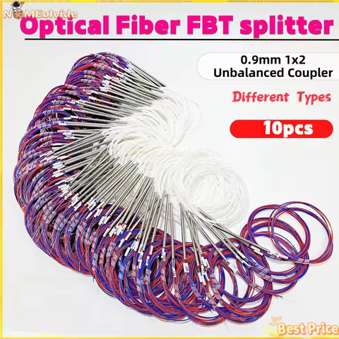 10pcs Fiber Optical FBT Splitter 50/50 20/80 Different Types 1x2 0.9mm Unbalanced Coupler FBT Splitt