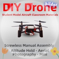HILDAR DM002 Drone Aerial Model, Mini Plastic Drone Quadcopter Assembly Toy, Aircraft Accessories Mu