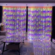 Curtain Fairy Lights 3*3M 300 LED 8 Lighting Modes Rainbow Window Lamp Ramadan Decoration Lights