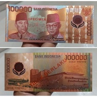 SOUVENIR GOLD FOIL 100,000 SUKARNO HATTA 1999 POLIMER GF005
