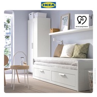 IKEA BRIMNES Rangka Tempat Tidur / Dipan Dengan 2 Laci Putih 80x200cm