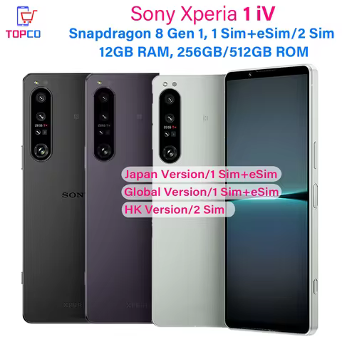 Sony Xperia 1 IV 5G 12GB RAM 256G/512G 6.5" Snapdragon 8 Gen 1 Octa Core Triple 12MP NFC eSim/Dual S