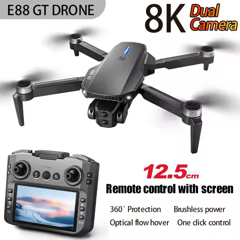 New E88GT Drone 8K HD Camera Screen Send Memory Card Obstacle Avoidance Optical flow hover Brushless
