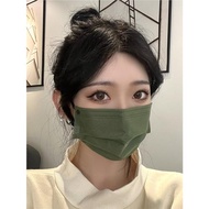 軍綠口罩明星同款薄款男潮款帥氣新年2022莫蘭迪色女女神時尚網紅