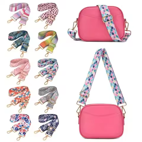 Colorful Flower Heat Transfer Printing Bag Strap Woman Purse Straps for Crossbody Messenger Shoulder