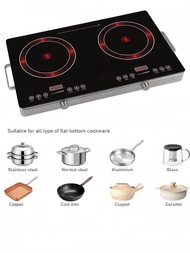 Infrared Ceramic Cooker Hob Touch Control Panel 2 Burner Cooktop Tabletop Multi Pots Tempered Glass 