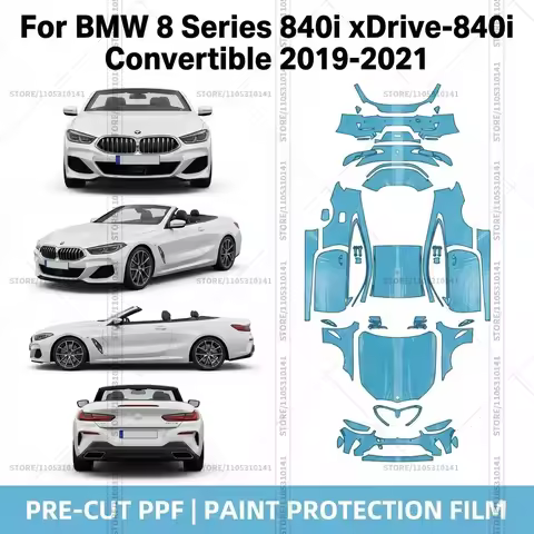 For BMW 8 Series 840i xDrive-840i Convertible 2019-2021 Pre-Cut Paint Protection Film PPF Transparen