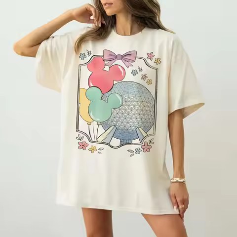 Retro Coquette Bow Tie Disney Epcot Shirt, Epcot World Tour 1982 T-Shirt, Disney World Family Travel