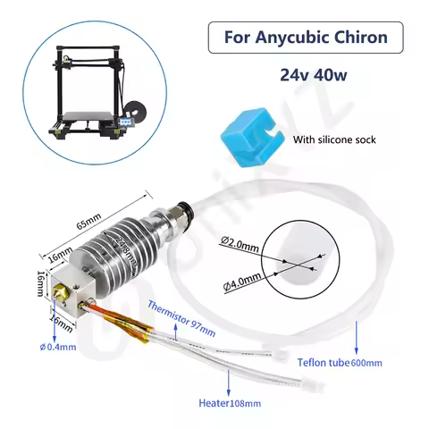 Upgraded Hotend Heated Block For Anycubic I3 Mega S Mega Zero 2.0 Kobra Chiron Vyper 12V 24V Heater 