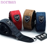 NORMAN Guitar Strap, Adjustable Vintage Electric Guitar Belts, Universal Embossed Widening Folk Guitar Acoustic Guitar Strap Classical Bass