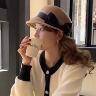 Fashion Woolen Equestrian Hat Bow Equestrian Hat Female Retro British Top Hat