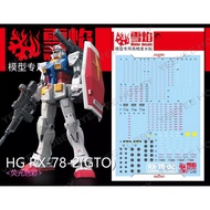 XUEYAN MODEL DECAL - HG-28 - REFLECTIVE WATER DECAL FOR HG 1/144 RX-78-2 VER GTO MODEL