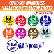 Social Distance Awareness Covid 19 SOP - Table Top Sticker (Rounded)