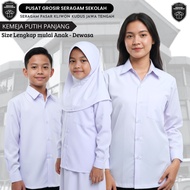 KEMEJA Long White Shirt Elementary, Middle, and High School Uniform Long White Shirt Work Shirt Offi