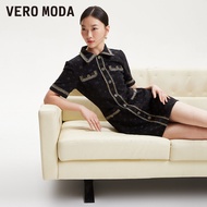 Vero Moda | ชุดเดรสแขนสั้นพิมพ์ลายยีนส์ ใหม่ฤดูใบไม้ร่วง