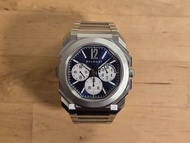 Used Bulgari Bvlgari Octo Finissimo Blue GMT Chronograph Full Set BGO43SXTCHGMT 二手 寶格麗 藍面 超薄 全套
