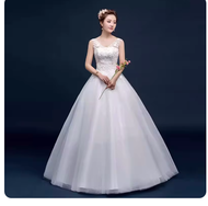 GAUN WEDDING / GAUN PERNIKAHAN WANITA SIMPLE ELEGAN / GAUN PENGANTIN PUTIH / GAUN BRIDAL PESTA MALAM