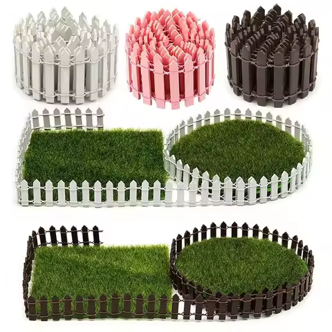 5*100cm Mini Wood Creative Simulation Small Fence Home Garden DIY Decoration Landscape Fairy Garden 