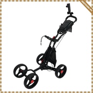 [WhstrongMY] 4-Wheel Golf Push Cart Compact Golf Push Cart Trolley Lightweight Sturdy for Golfers
