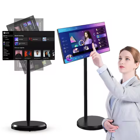 21.5 Inch Interactive Android 15 Smart TV, 1080P Touch Screen Portable Display on Rollable Wheels, Y