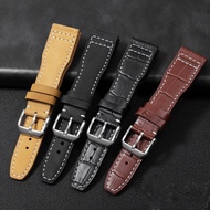 The Top Leather Watch Band For IWC IW326201 / IW377701 Big Pilot Series Men's Black Brown Yellow Genuine Leather Watch Strap 22