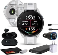 Garmin Forerunner 165 GPS Running Smartwatch, Fitness Tracker Smart Watch for Women and Men Bundle with Accessories - Mist Gray/Whitestone