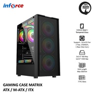 Inforce PC ATX Gaming Case Matrix Black Tempered Glass + 3 Fans ATX Case