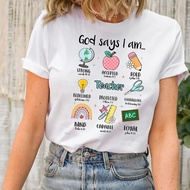 Cute God Says I Am Teacher Tshirt Bible Verse Christian Tee Gift For Teachers Life T-Shirts Women Cl