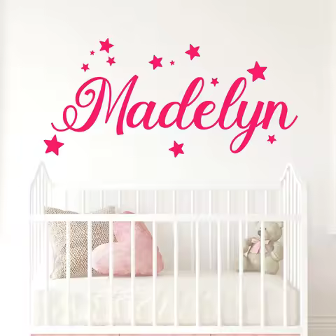 1pc Creative Personalize Custom Name Star Vinyl Self Adhesive Wallpaper For Bedroom Decoration Wall 
