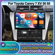 Android 14 Carplay Auto WIFI+4G Car Radio For Toyota Camry 7 XV 50 55 2011 -2014 Multimedia GPS Play