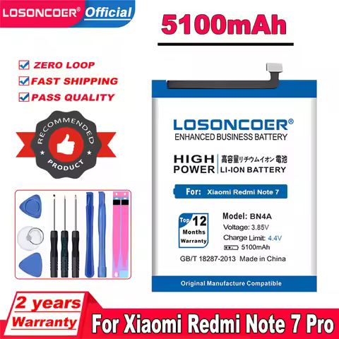 LOSONCOER BN4A 5100mAh Battery For Xiaomi Redmi Note 7 Battery / Note 7 Pro M1901F7C Mobile Phone Ba