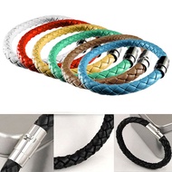 Braided Leather Bracelet Magnetic Clasp Bangle Stainless Steel Men Women Jewelry Gift