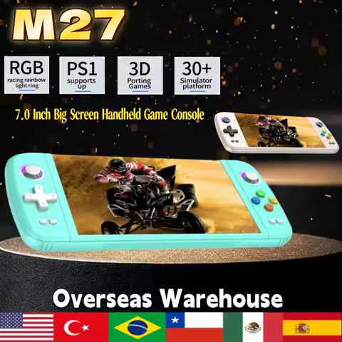 M27 Handheld Game Console 7 Inch IPS Screen Emuelec System Joystick RGB Lightning PSP1Games Retro Vi