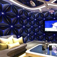 Glitter Star Motif Wall Sticker Wallpaper Black Basebiru with Adhesive Glue, Eco-Friendly Material, 