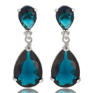 [RIZILIA CELEBOX] Teardrop Dangle Pierced Earrings with Pear Cut CZ [9 Colors available] in White Go