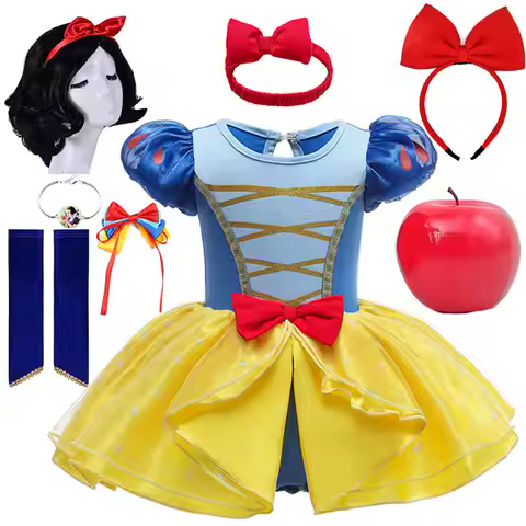 Disney Snow White Princess Anna Baby Girl Baby Romper Tutu Dress with Headband Halloween Party Short