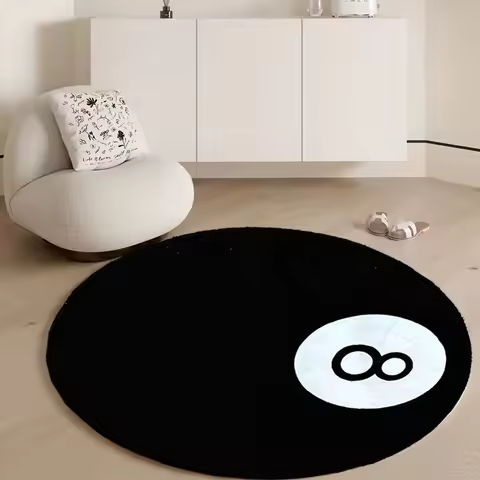 Simulation Billiards 8 Ball Rug Round Carpet Soft Chair Pad Anti-slip Bath Floor Mat Kids Bedroom Bl
